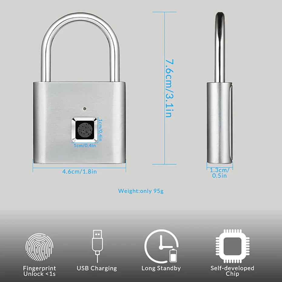 Keyless Smart USB Charging Fingerprint Lock - Cozy Living