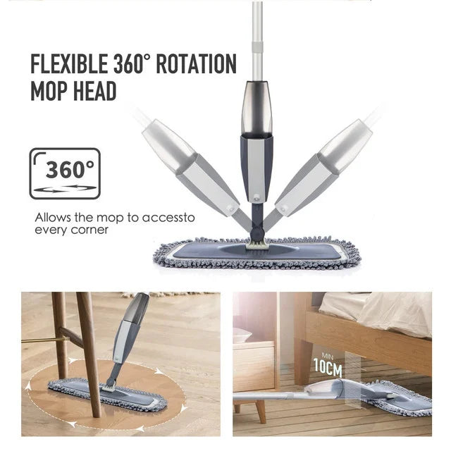 Magic Spray Mop with Reusable Microfiber Pads (360 Degree) - Cozy Living