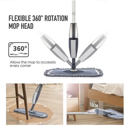 Magic Spray Mop with Reusable Microfiber Pads (360 Degree) - Cozy Living