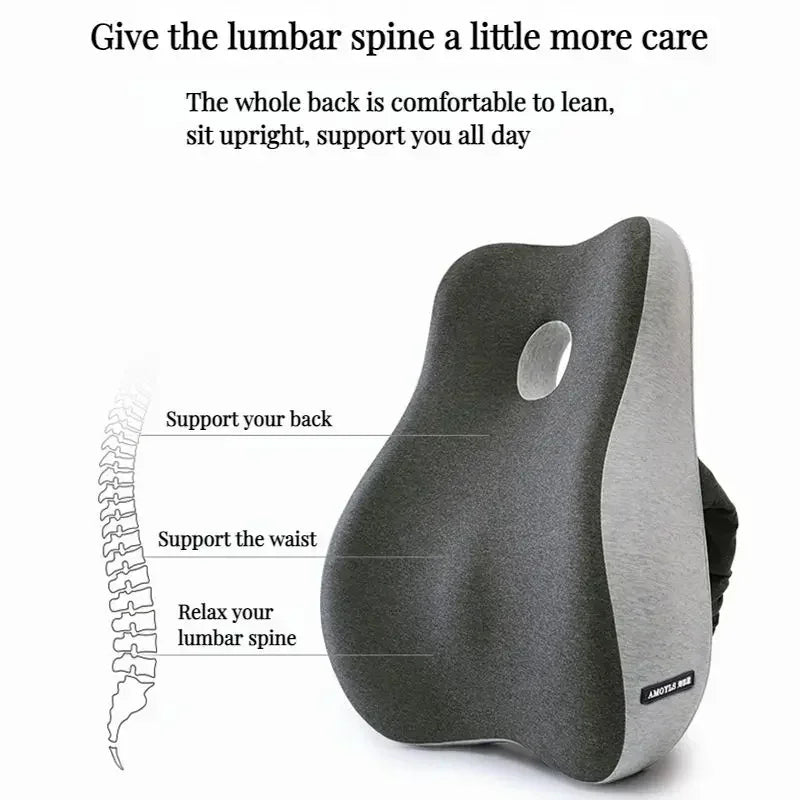 Ultimate Comfort with Ergonomic Memory Foam Seat Cushion & Lumbar Support Pillow - Cozy Living